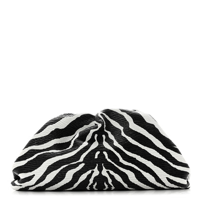 Bottega Veneta Nappa Zebra Print The Pouch Oversized Clutch White Black 1 of 8