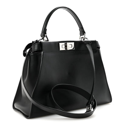 Fendi Vitello Seta Snakeskin Crocodile Monster Eyes Medium Peekaboo Iconic Satchel Black Girasole 3 of 9