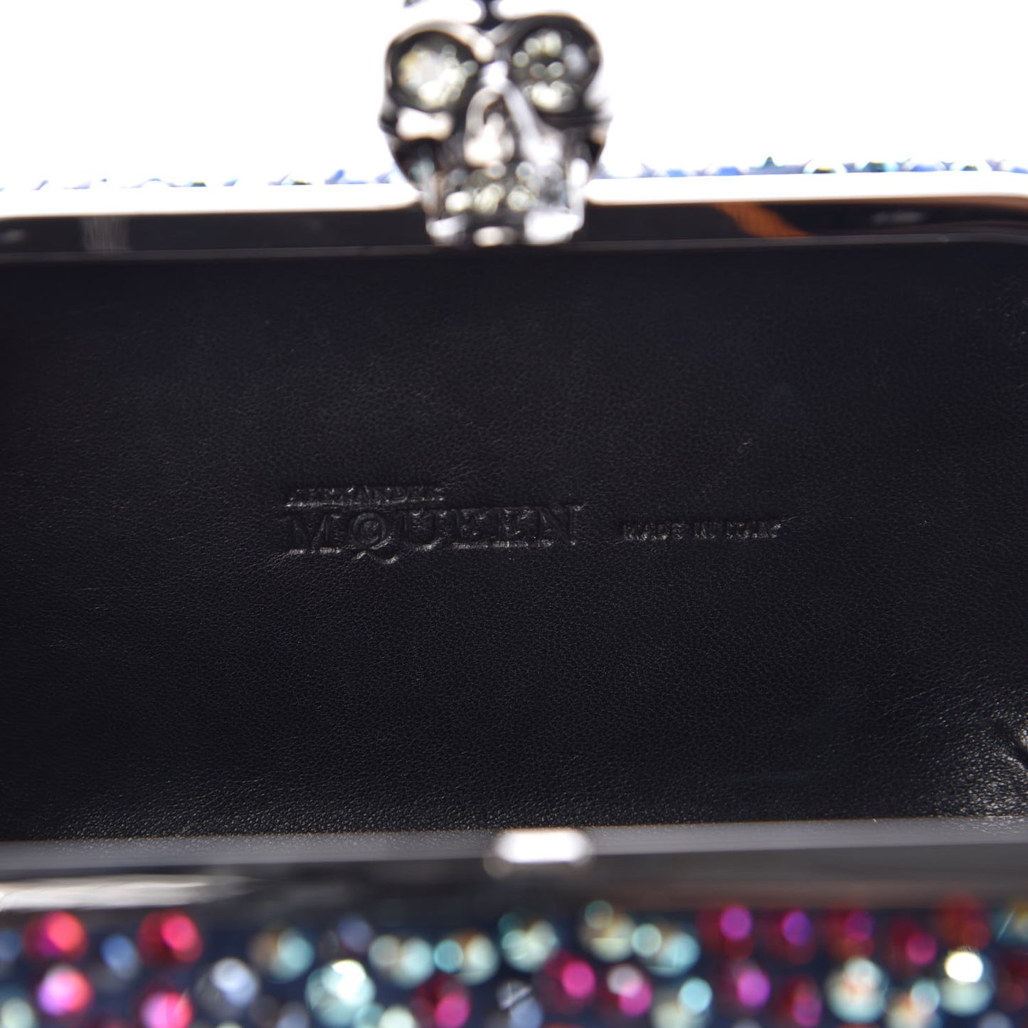 Silk Crystal Skull Box Clutch Multicolor
