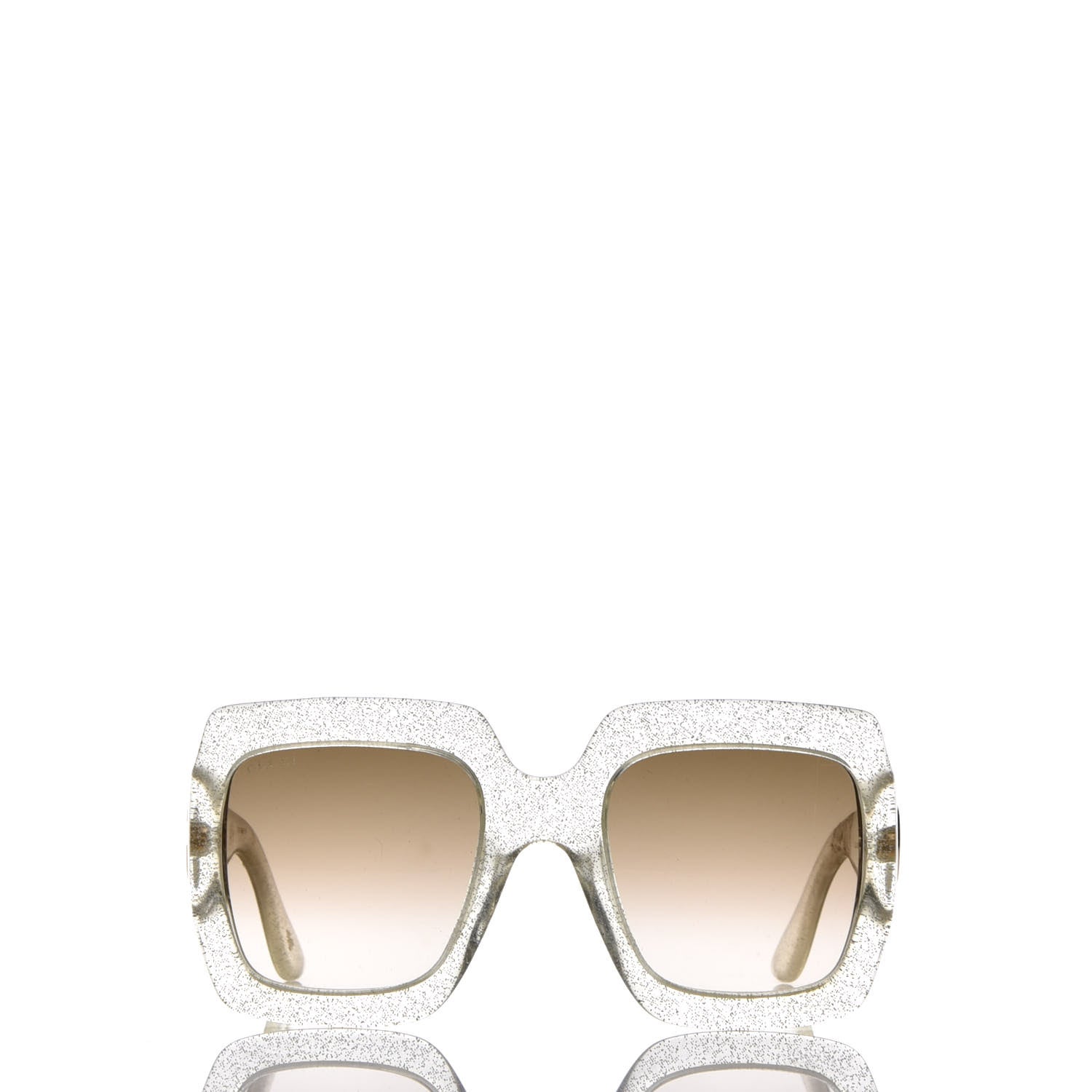 Gucci Glitter Acetate Square Frame Sunglasses GG0053S Silver 2 of 8