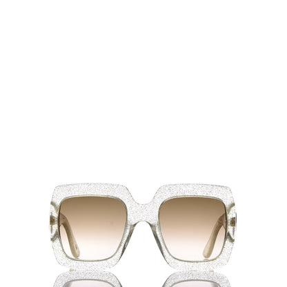 Gucci Glitter Acetate Square Frame Sunglasses GG0053S Silver 2 of 8