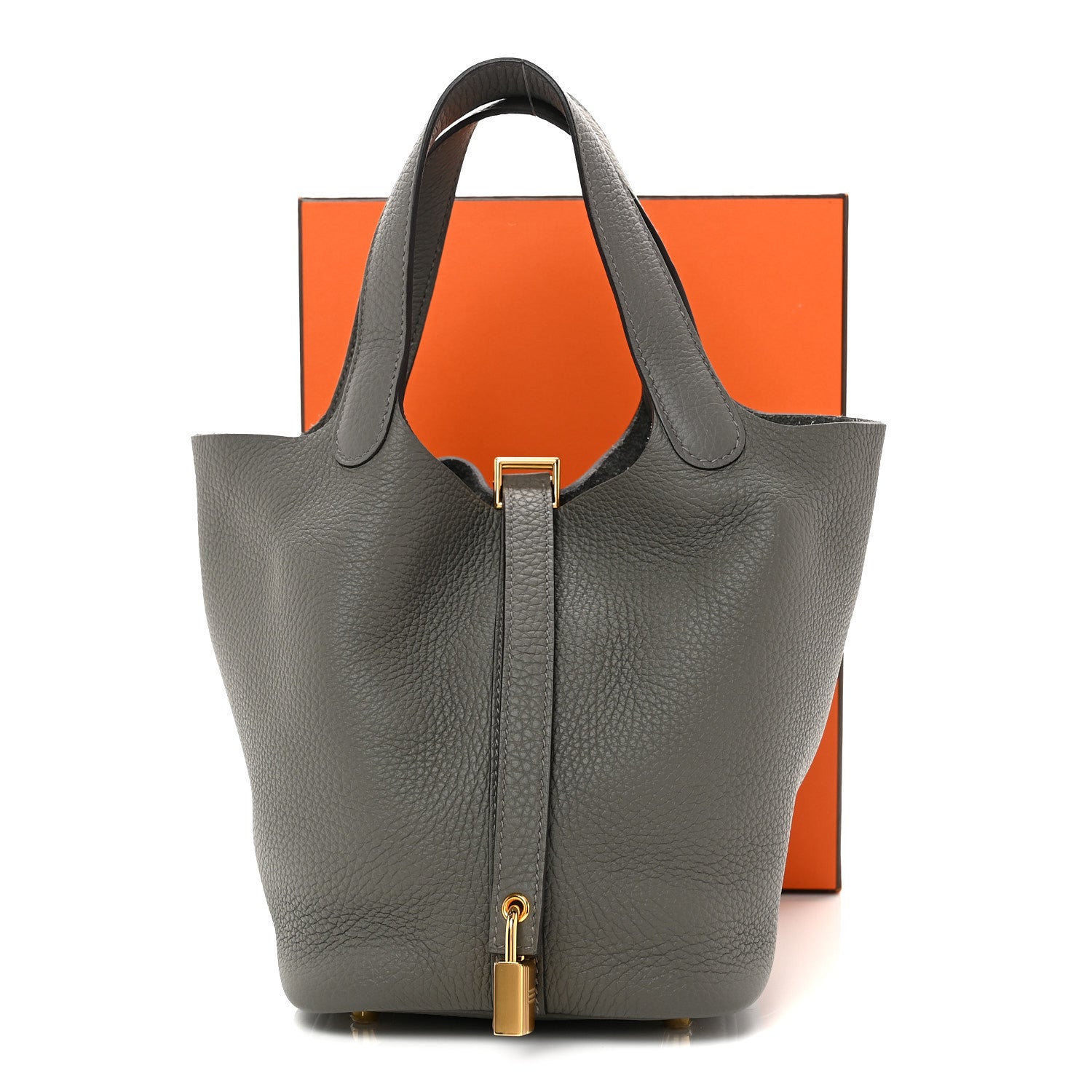 エルメス エルミー Hermes Taurillon Clemence Picotin Lock 18 PM Gris Meyer 1881425