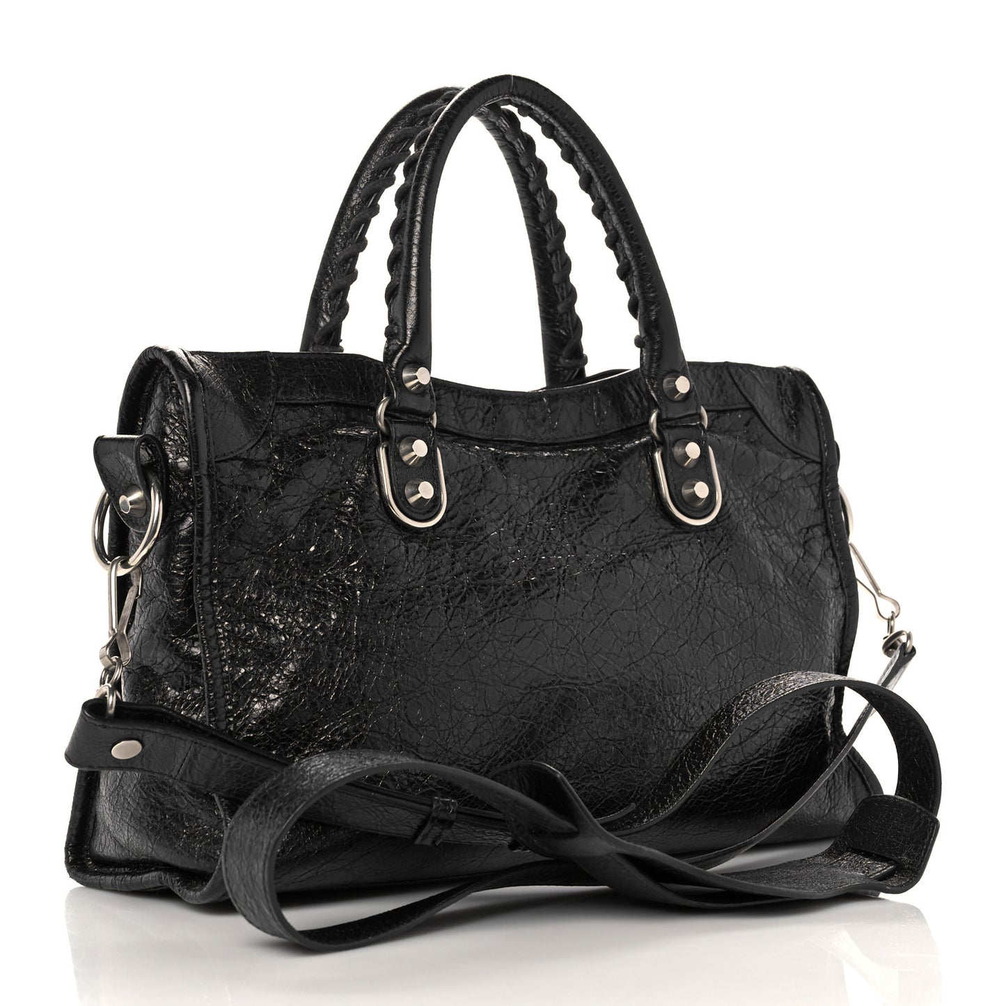 Agneau Silver Metallic Edge Hardware S City Black