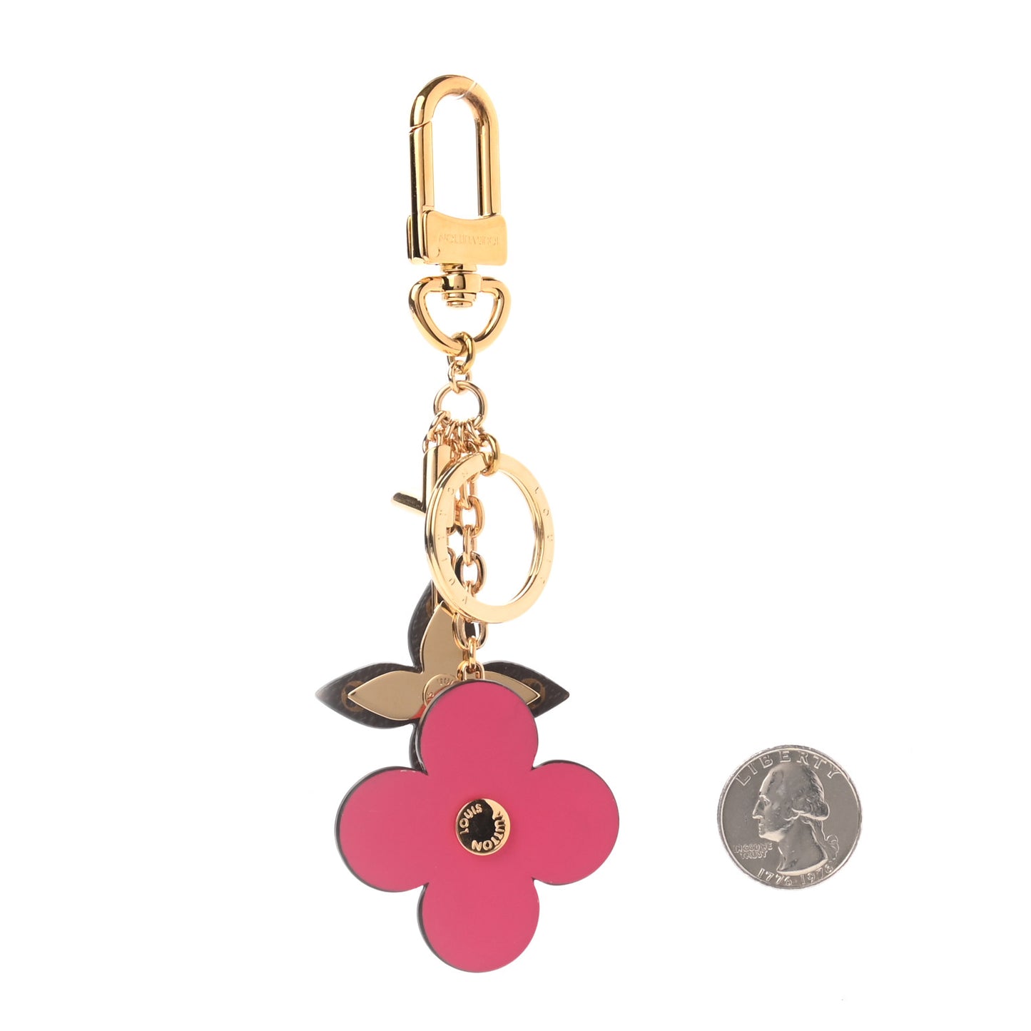 Monogram Blooming Flowers Bag Charm Key Holder Brown