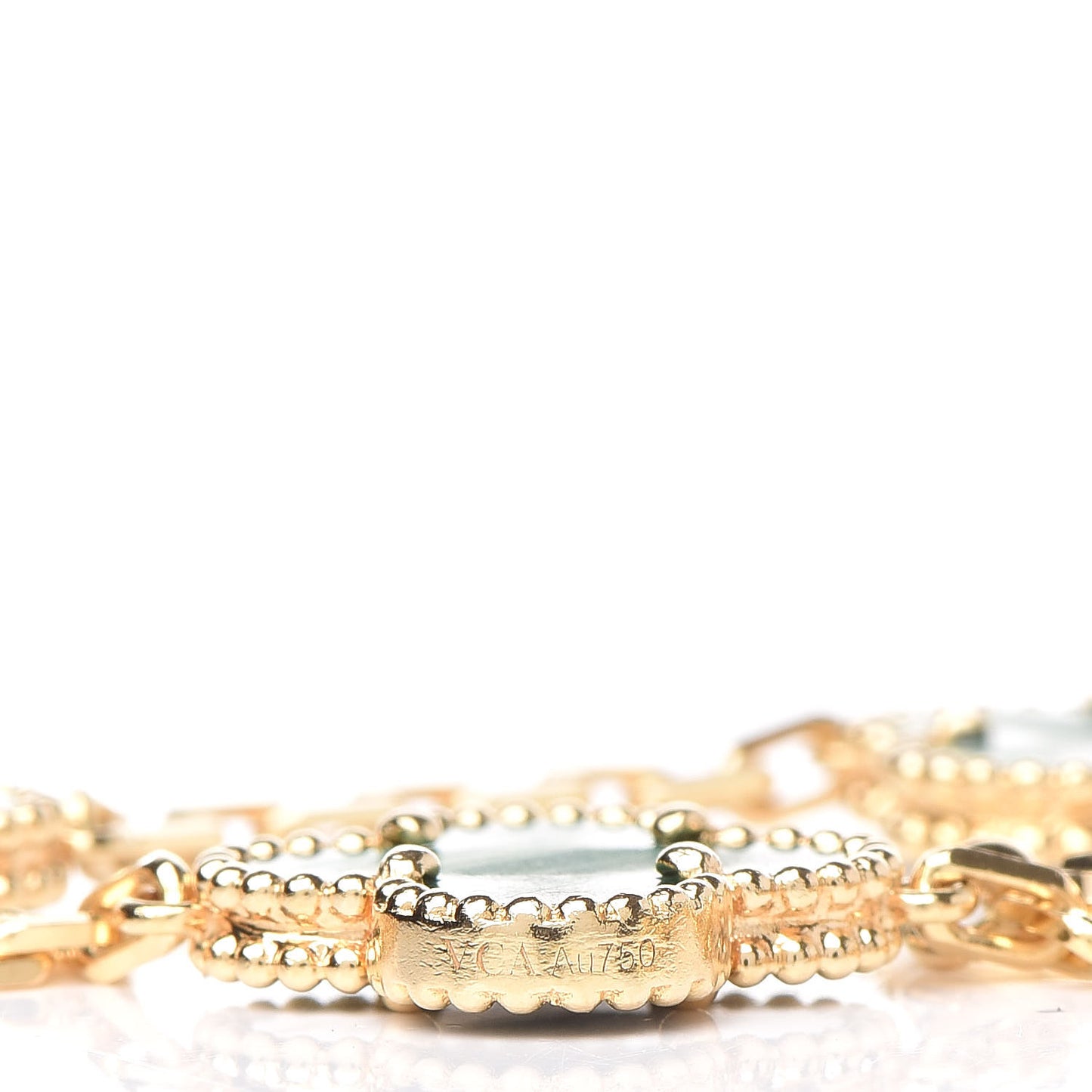 18K Yellow Gold Malachite 5 Motifs Vintage Alhambra Bracelet