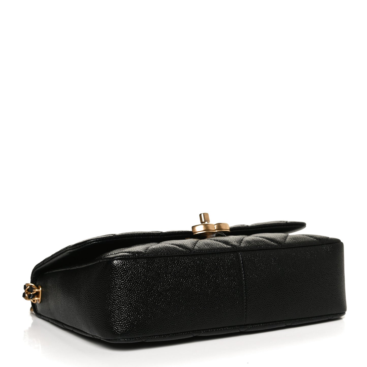 Shiny Caviar Quilted Large Chain Melody Flap Black