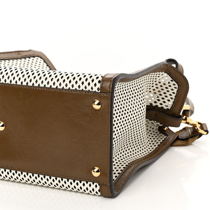 Fendi Vitello Liberty Glossy Lambskin Perforated Medium Peekaboo X-Lite White Ice Rust Maya 10 of 10