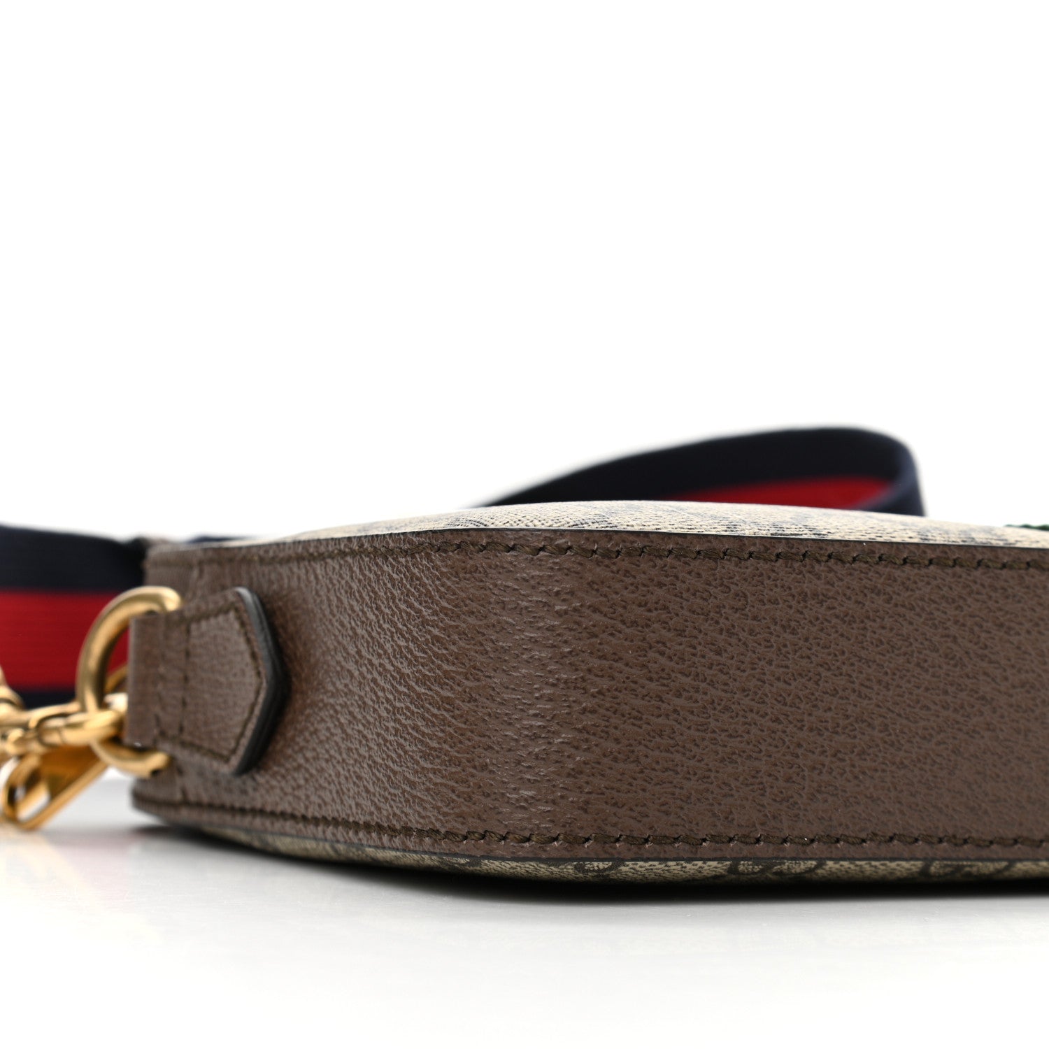 Gucci GG Supreme Monogram Textured Dollar Calfskin Web Ophidia Wristlet Shoulder Bag Beige Ebony New Acero 9 of 12