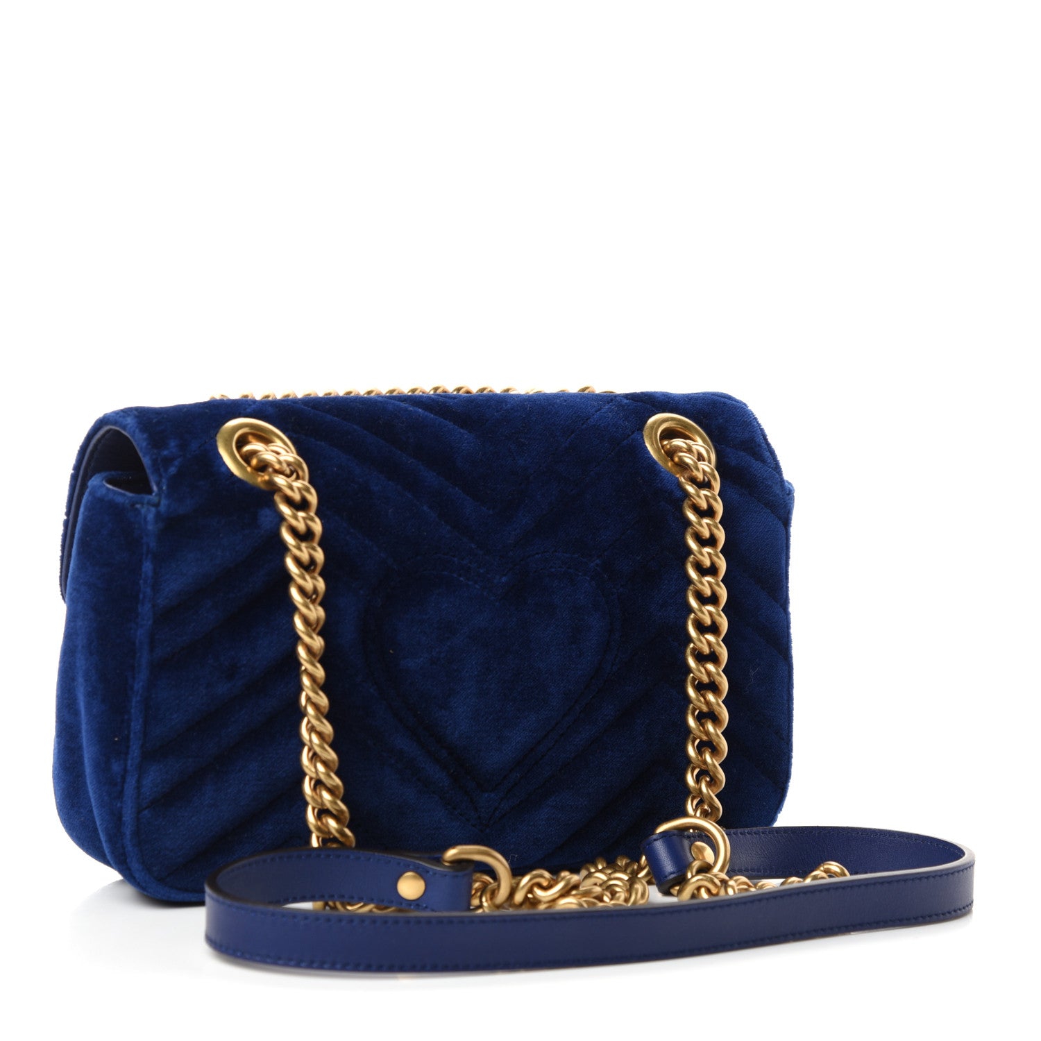Gucci Velvet Matelasse Mini GG Marmont Shoulder Bag Cobalt Blue 3 of 10