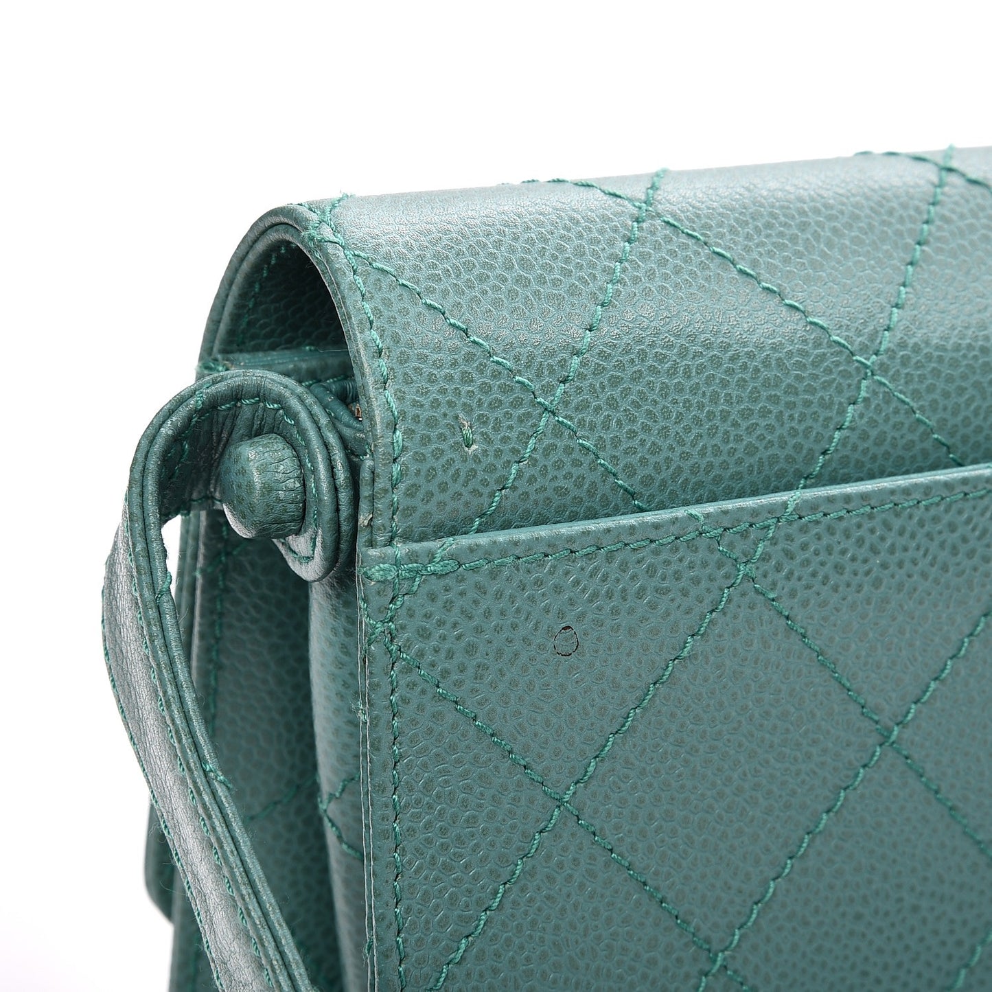 Caviar Flap Shoulder Bag Green