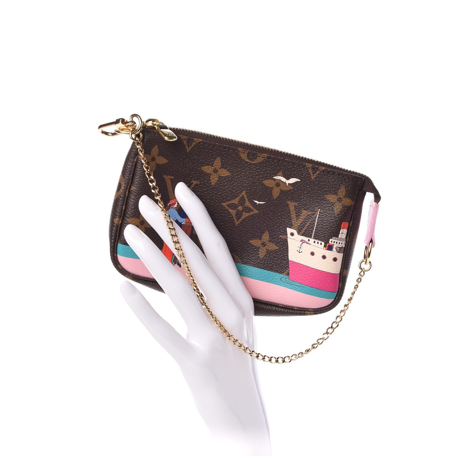 Louis Vuitton Monogram 2016 Christmas Animation Mini Pochette Accessories Rose Ballerine 2 of 8