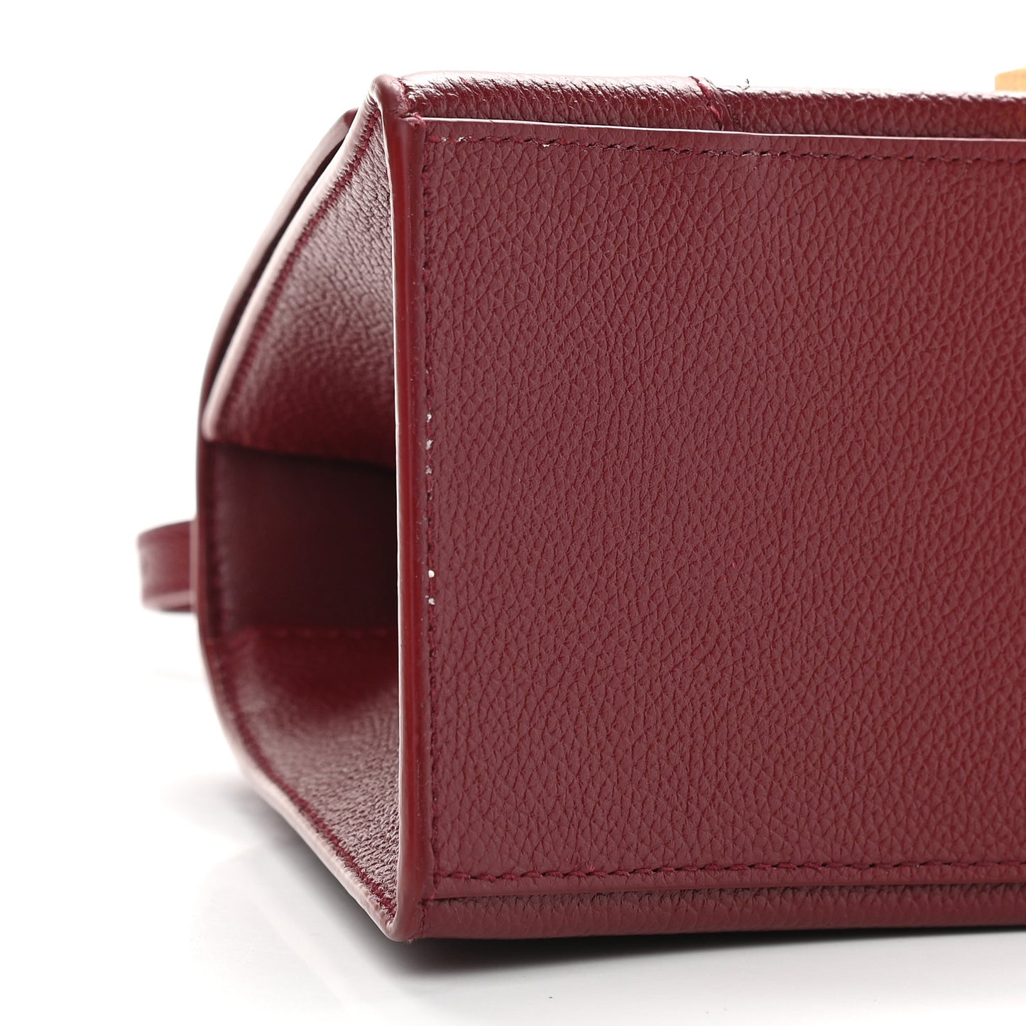 Grained Calfskin Small Hourglass Top Handle Bag Dark Red