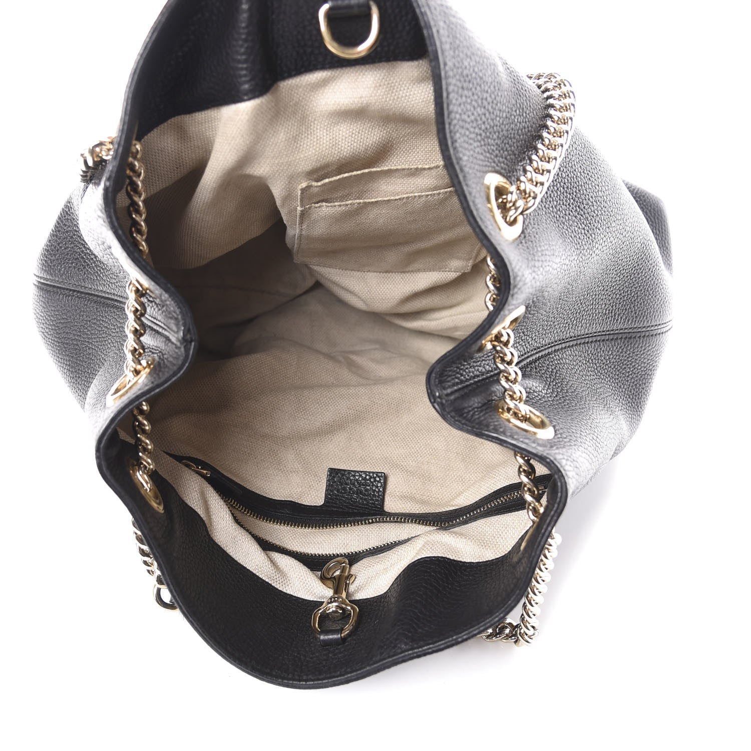 Gucci Pebbled Calfskin Medium Soho Chain Shoulder Bag Black 5 of 8