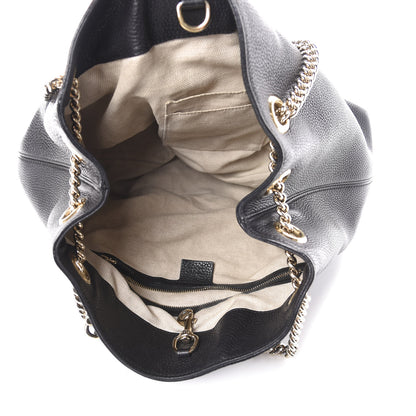 Gucci Pebbled Calfskin Medium Soho Chain Shoulder Bag Black 5 of 8