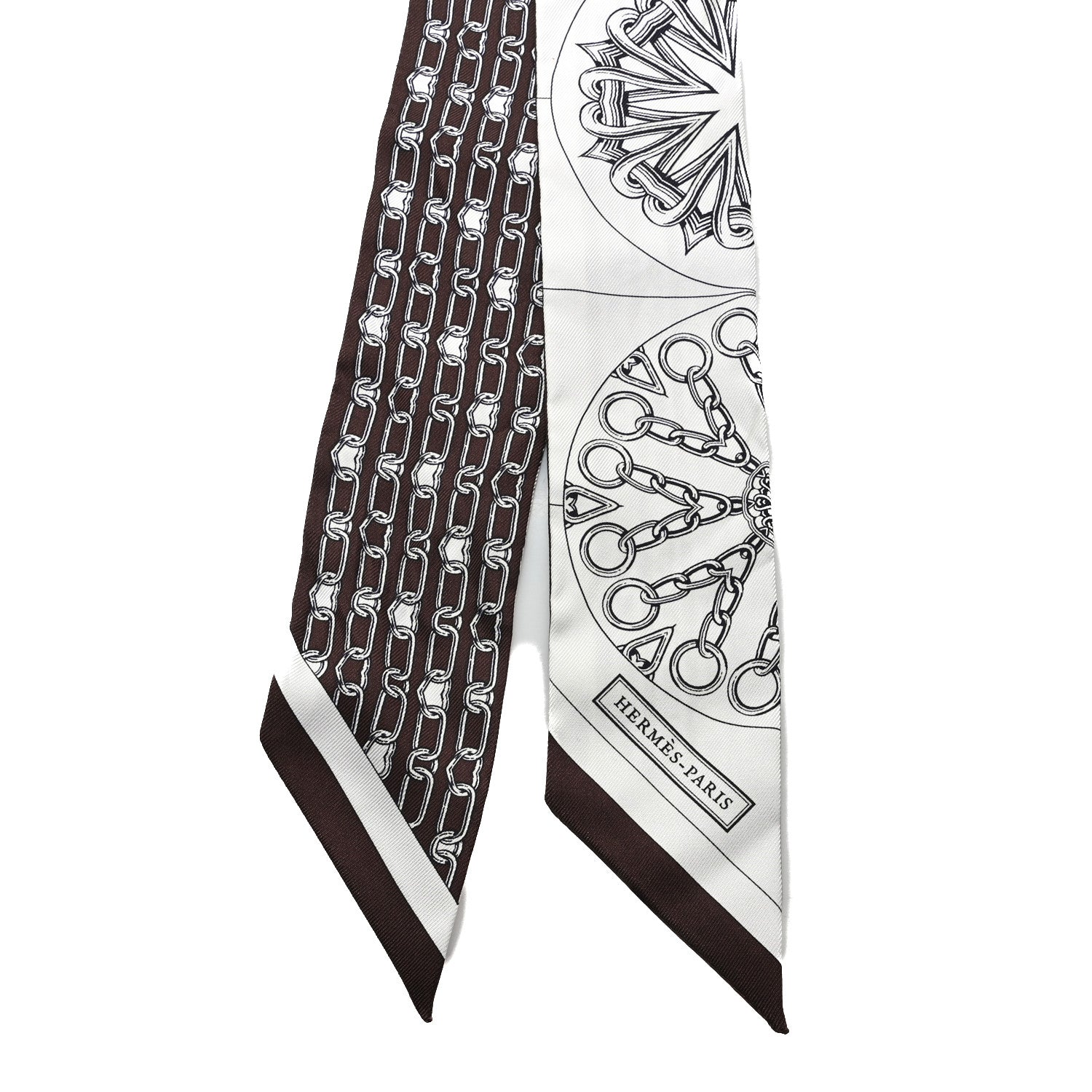 Hermes Silk Effet Kaleidoscope Twilly White Anthracite Marron 2 of 5