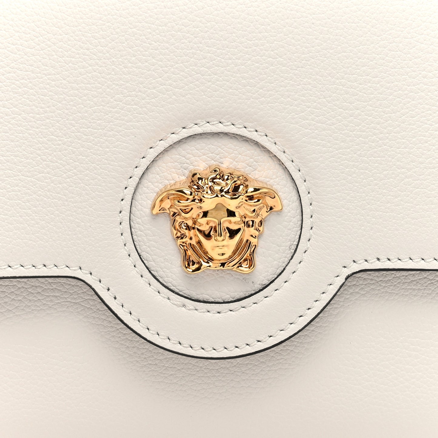 Grained Calfskin La Medusa Crossbody Bag White