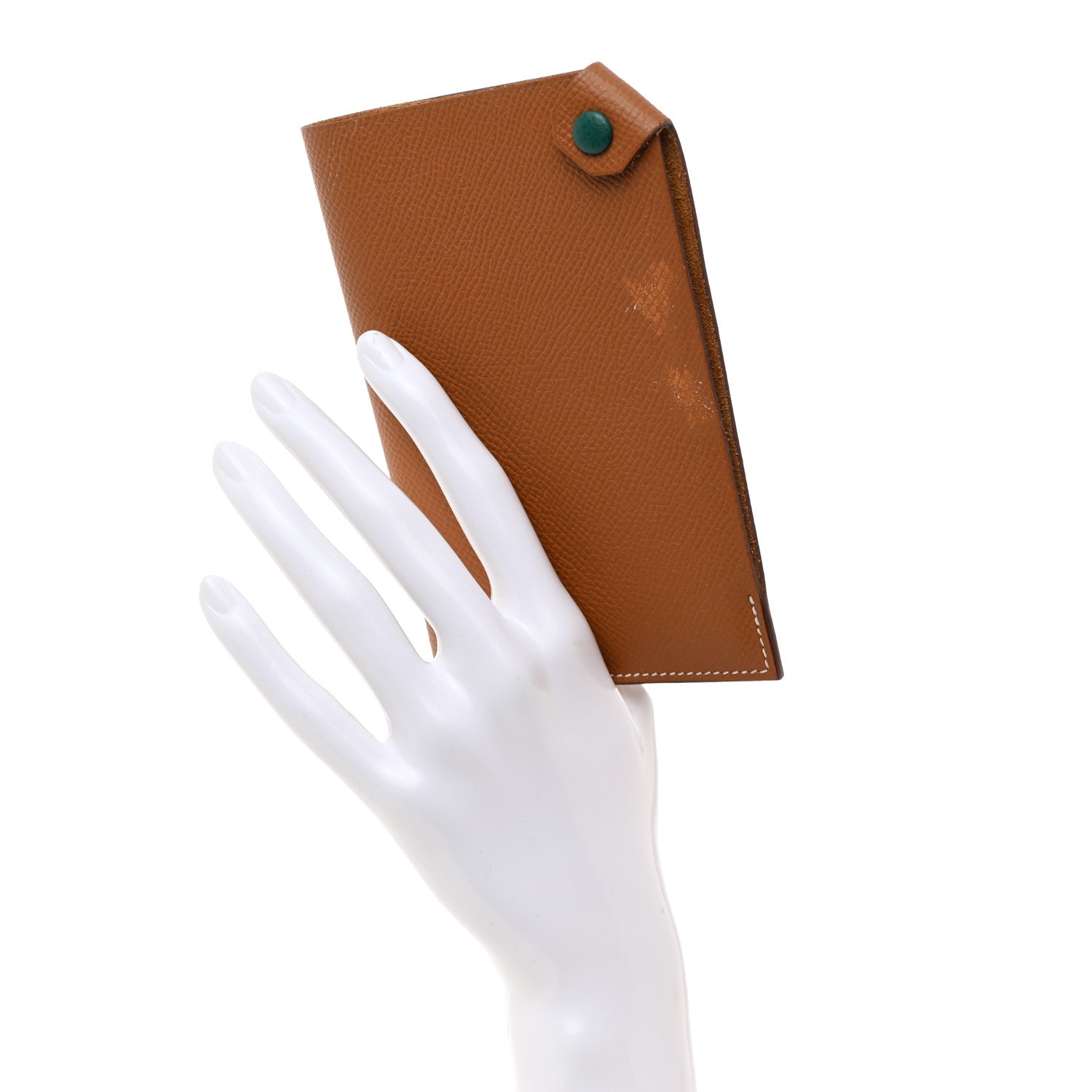 Hermes Epsom Tarmac Dot PM Passport Holder Gold Malachite 2 of 8