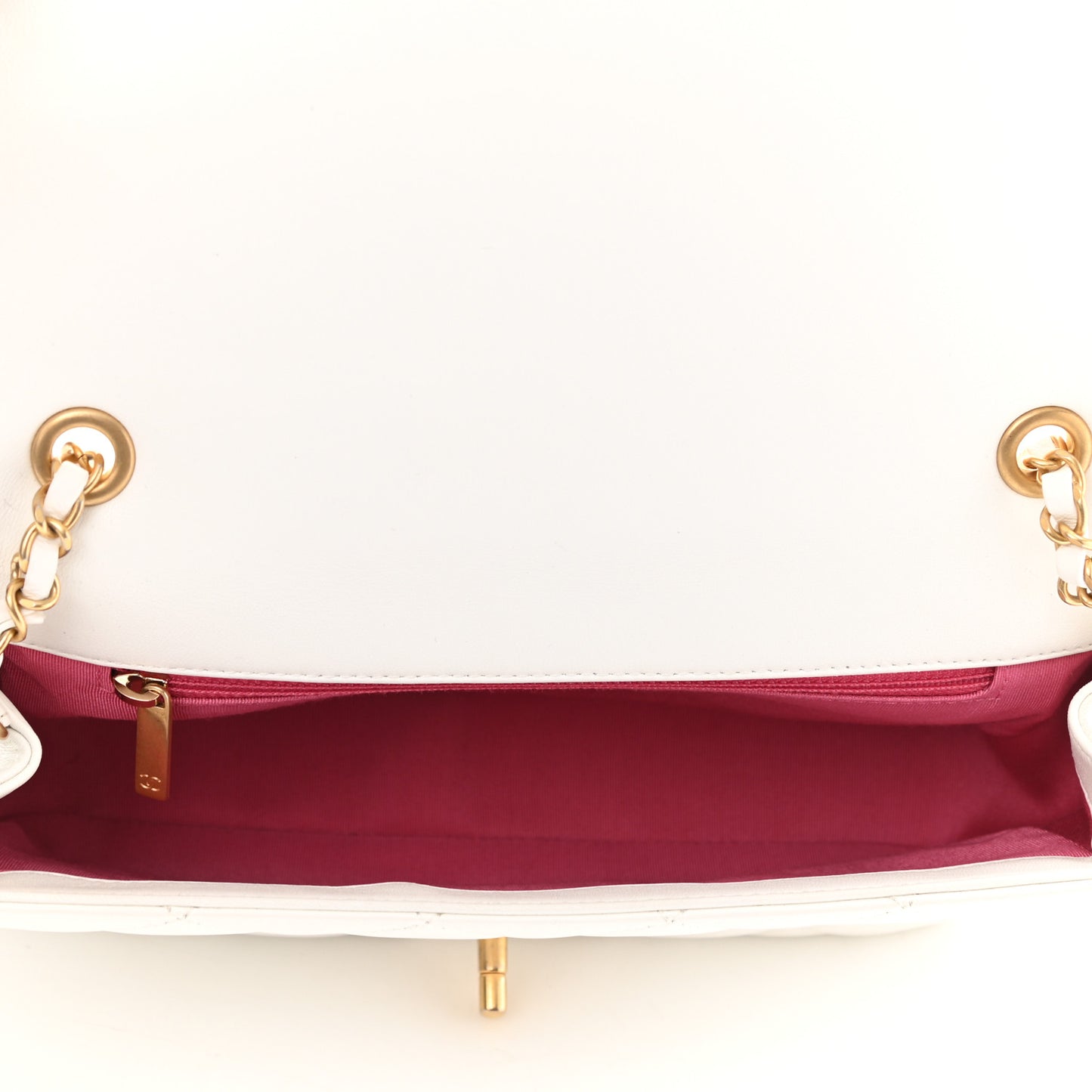 Lambskin Quilted Medium In The Loop Handle Flap Bag White