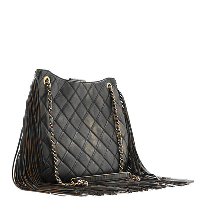 Chanel Calfskin Quilted Into The Fringe Hobo Black Gold 3 of 15