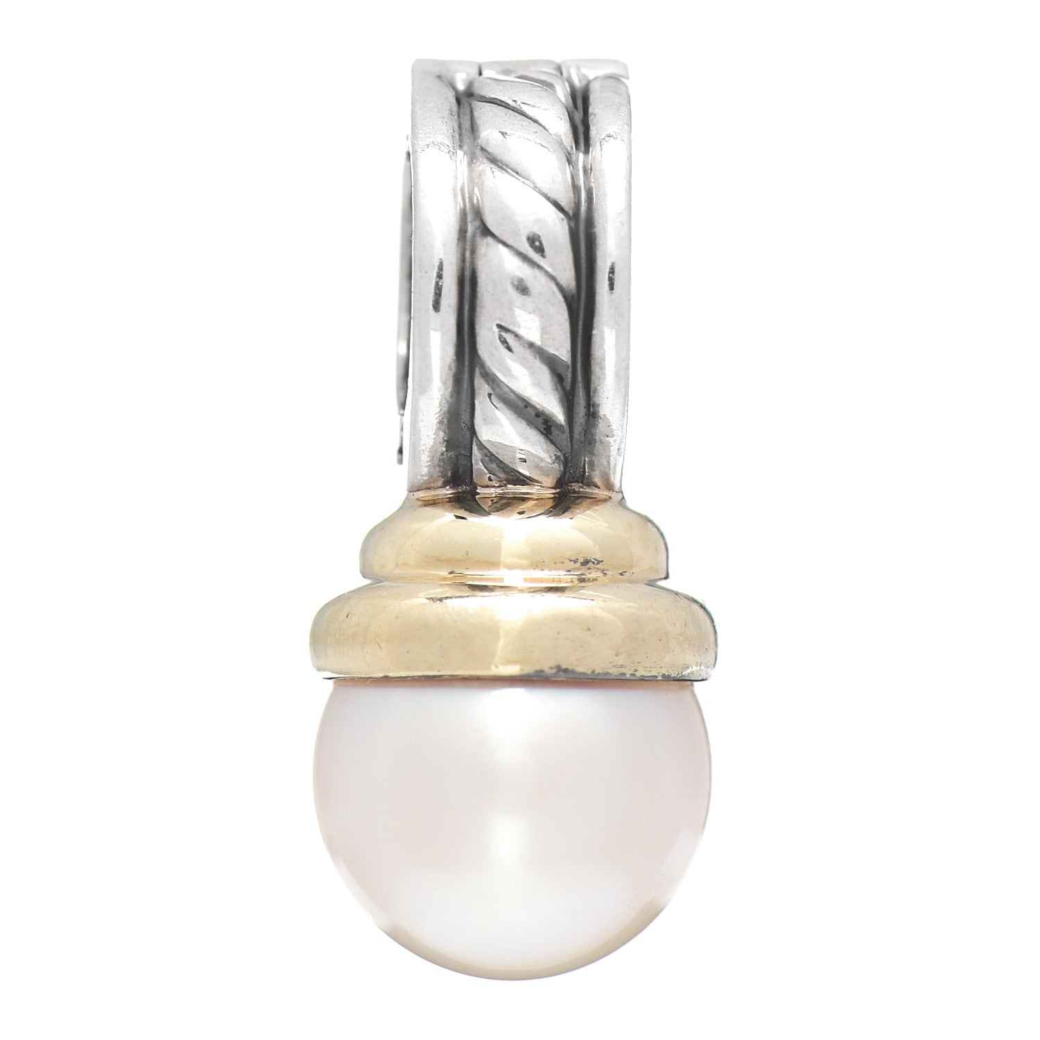 David Yurman Sterling Silver 14K Yellow Gold Pearl Enhancer Pendant 1 of 3