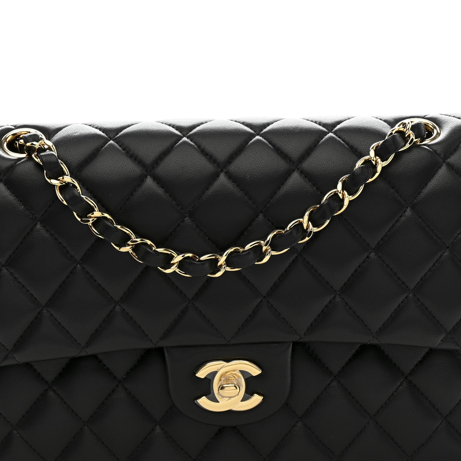 Chanel Lambskin Quilted Medium Double Flap Black 8 of 14