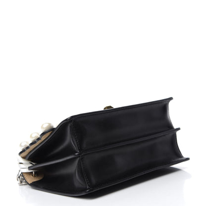 Fendi Vitello Liberty Pearl Scalloped Studded Small Kan I Shoulder Bag Black 4 of 10