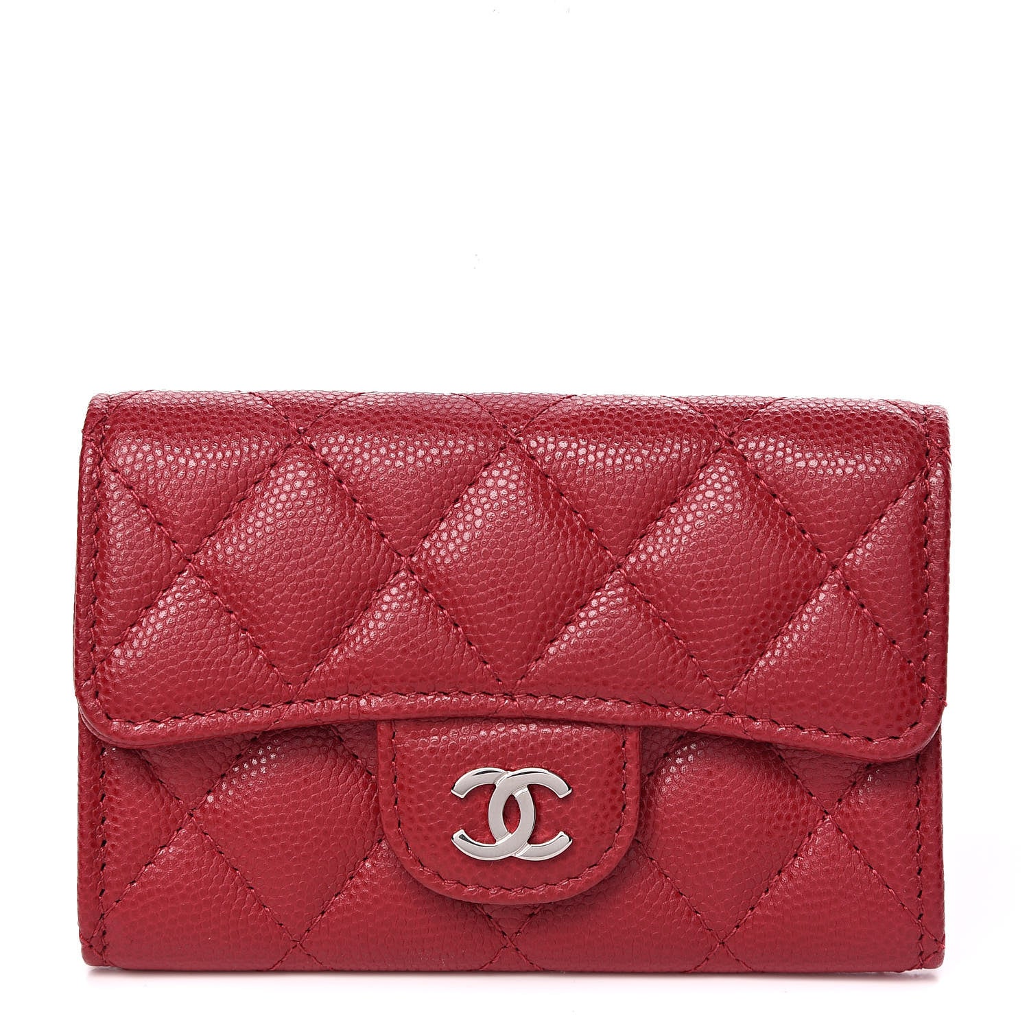 Chanel Caviar Quilted Flap Card Holder Red 1 of 9
