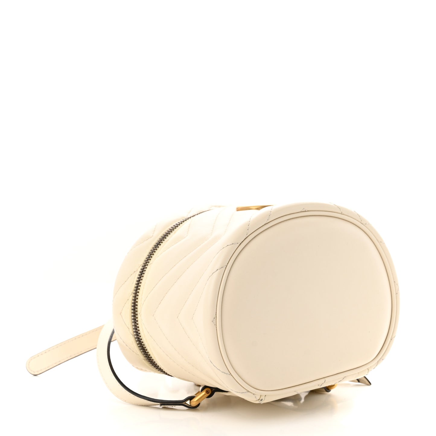 Calfskin Matelasse Mini GG Marmont Round Backpack White