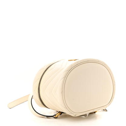 Gucci Calfskin Matelasse Mini GG Marmont Round Backpack White 4 of 12