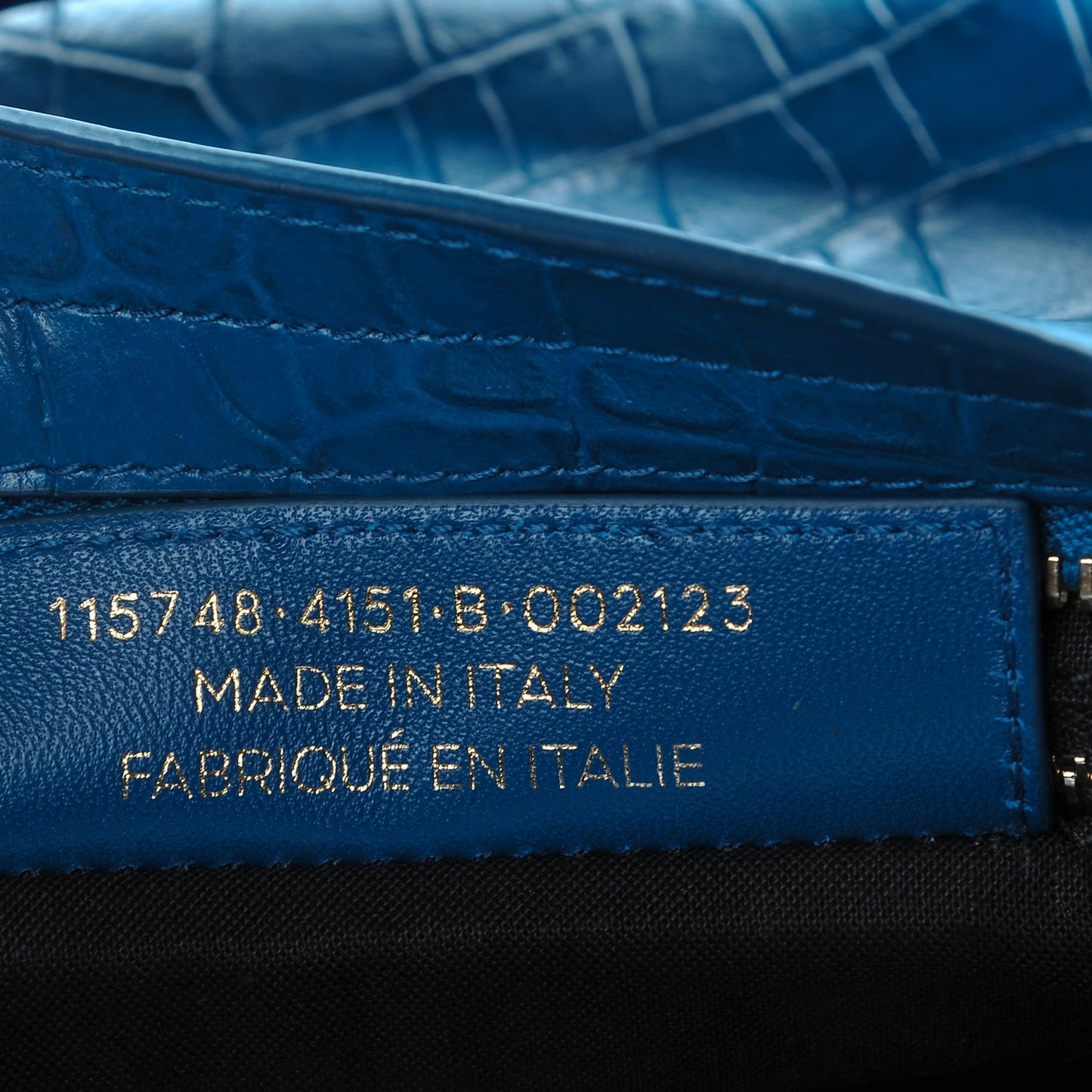 Calfskin Crocodile Embossed Classic Gold Hardware City Bleu Marine