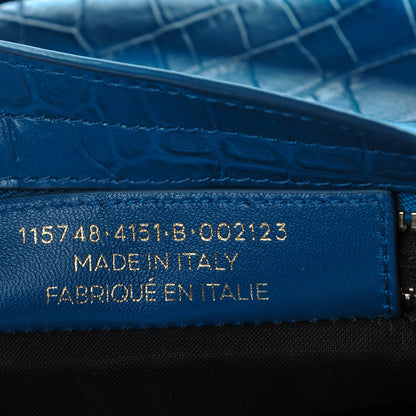 Balenciaga Calfskin Crocodile Embossed Classic Gold Hardware City Bleu Marine 6 of 7