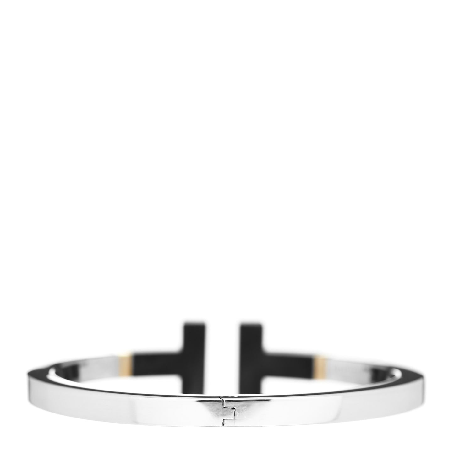 Sterling Silver 18K Yellow Gold Black Ceramic T Square Bracelet