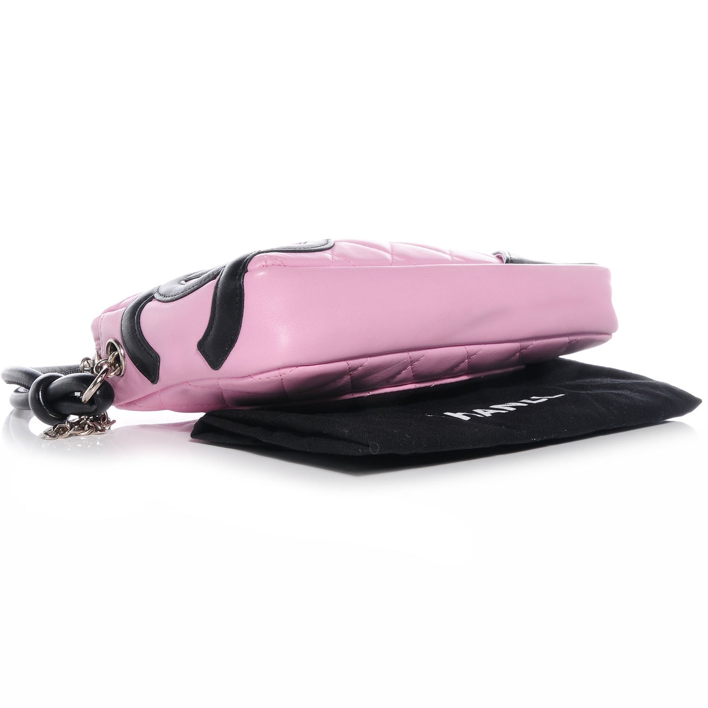 Calfskin Quilted Cambon Pochette Pink Black
