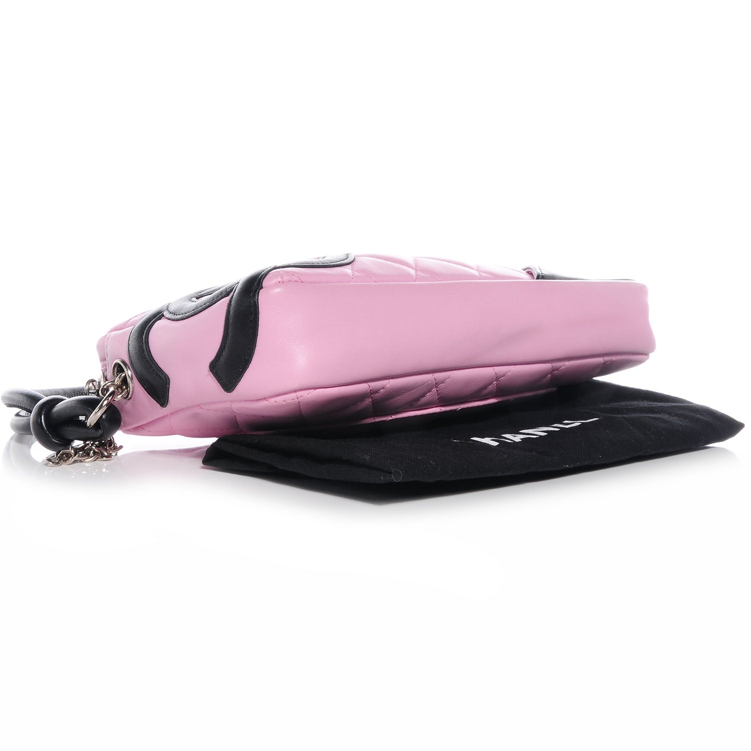 Chanel Calfskin Quilted Cambon Pochette Pink Black 4 of 7