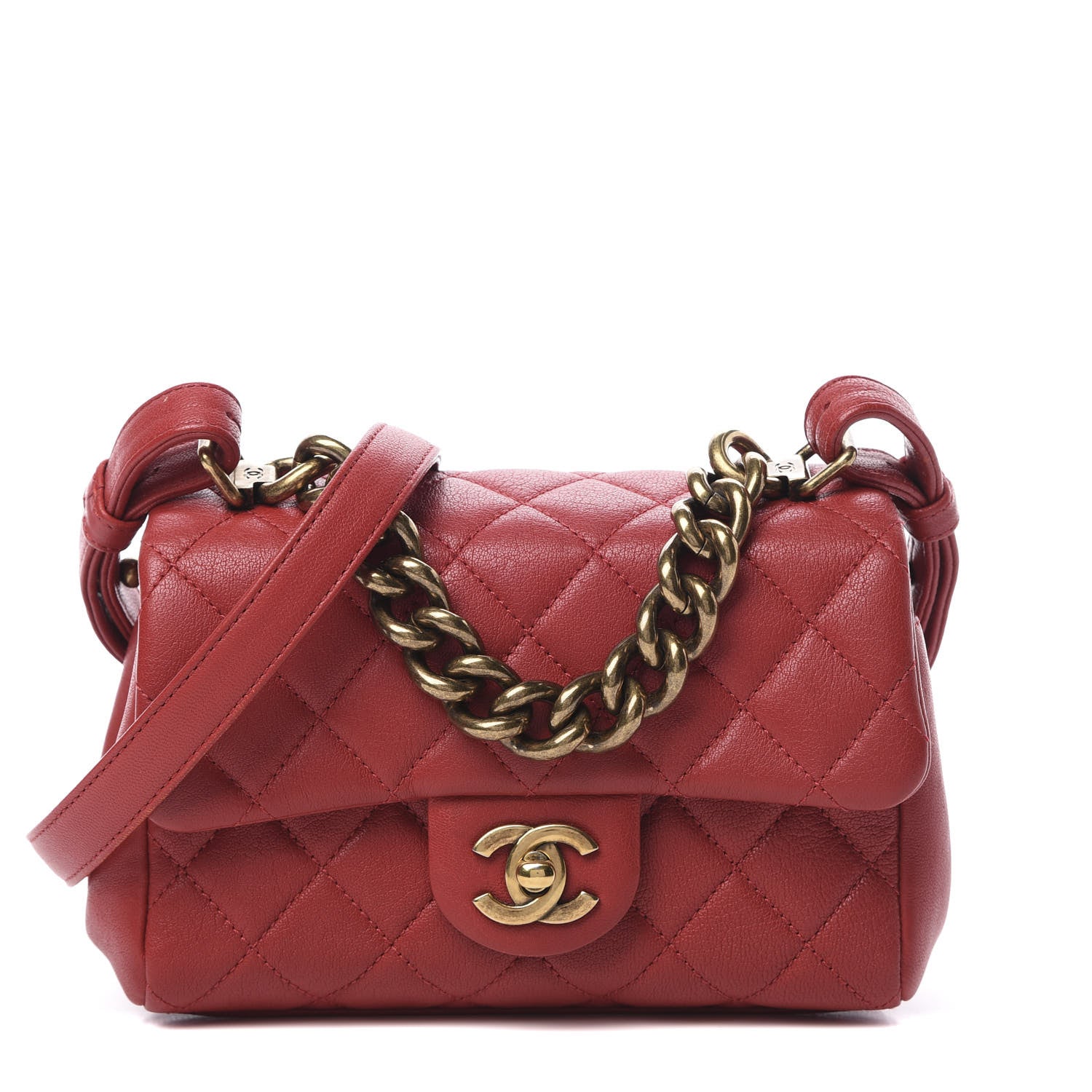 Chanel Shiny Sheepskin Quilted Mini Trapezio Flap Red 1 of 11