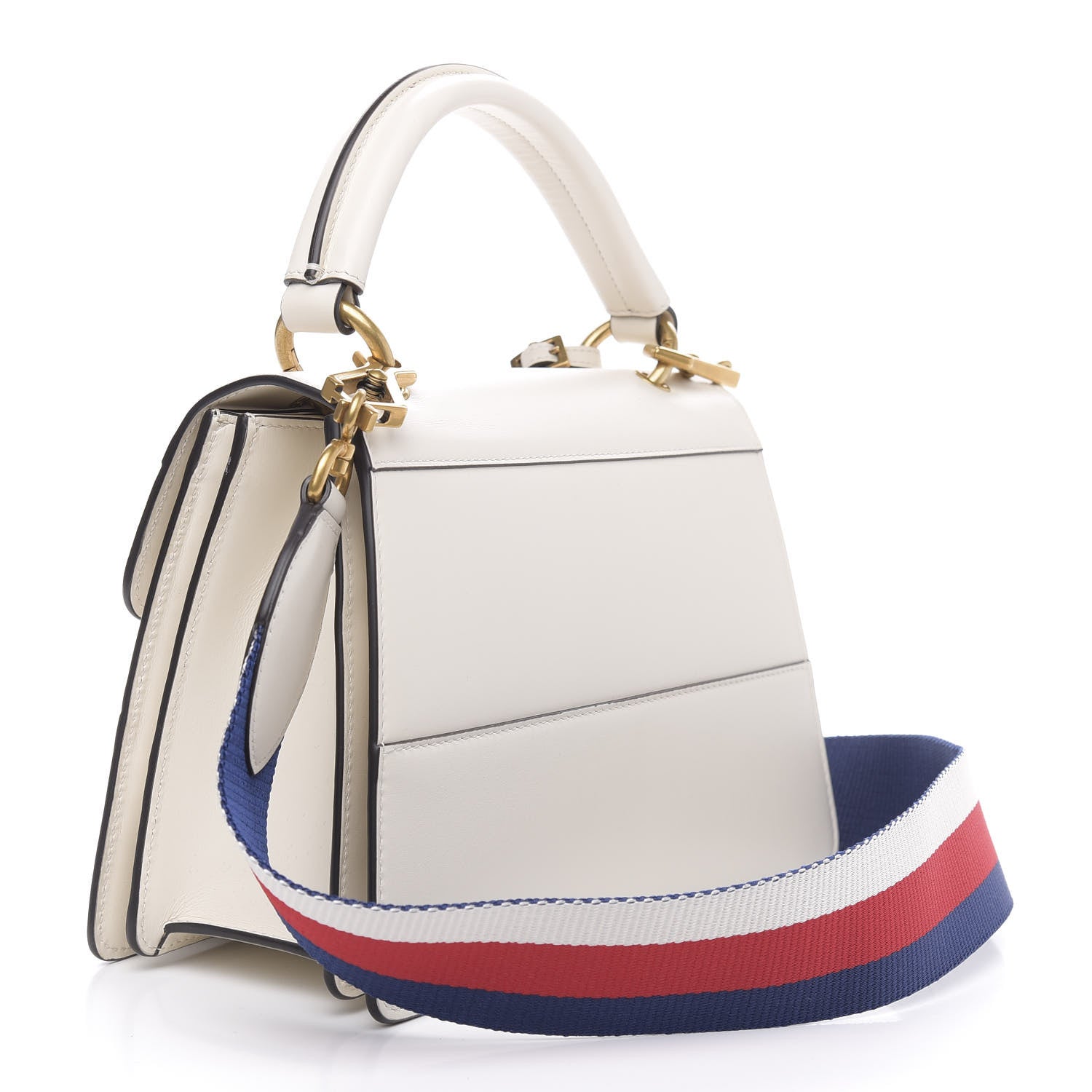 Gucci Calfskin Sylvie Web Small Queen Margaret Top Handle Bag White 3 of 11