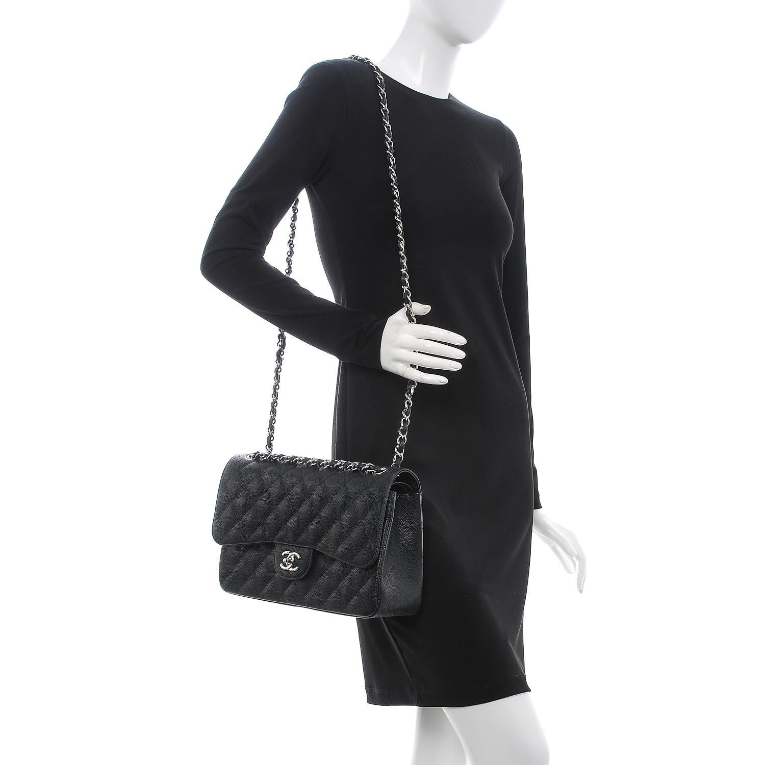 Chanel Caviar Quilted Jumbo Double Flap Black 3 of 9
