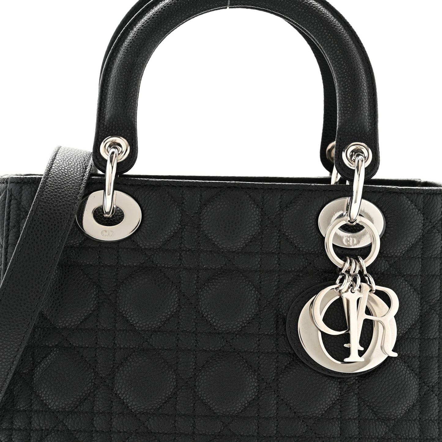 Grained Calfskin Cannage Medium Lady Dior Black