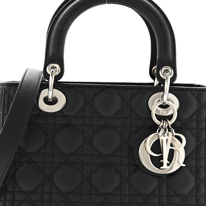 Christian Dior Grained Calfskin Cannage Medium Lady Dior Black 8 of 11