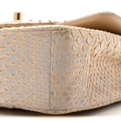 Chanel Metallic Snakeskin Mini Rectangular Flap White Gold 19 of 29