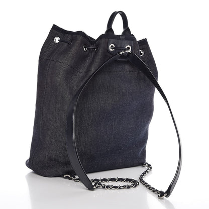 Chanel Canvas Large Deauville Backpack Denim Blue 3 of 7