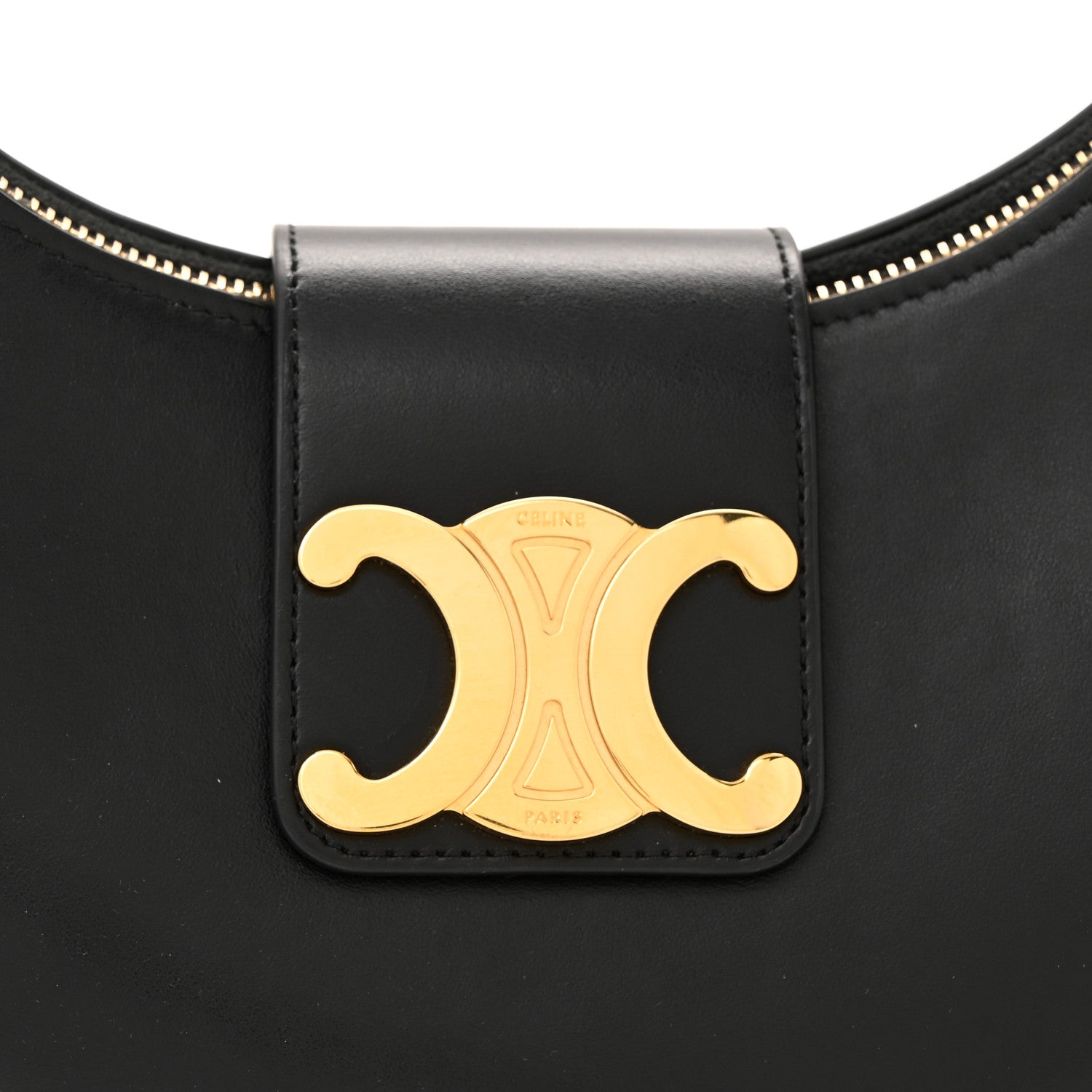 Celine Smooth Calfskin Medium Strap Ava Triomphe Shoulder Bag Black 8 of 12