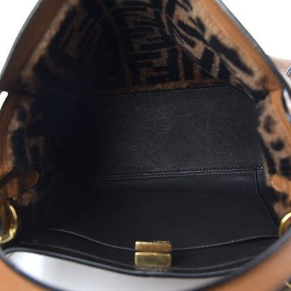 Fendi Vitello Seta Light Century Shearling FF 1974 Medium Peekaboo X-Lite Nocciolo Ebano Tobacco 8 of 12