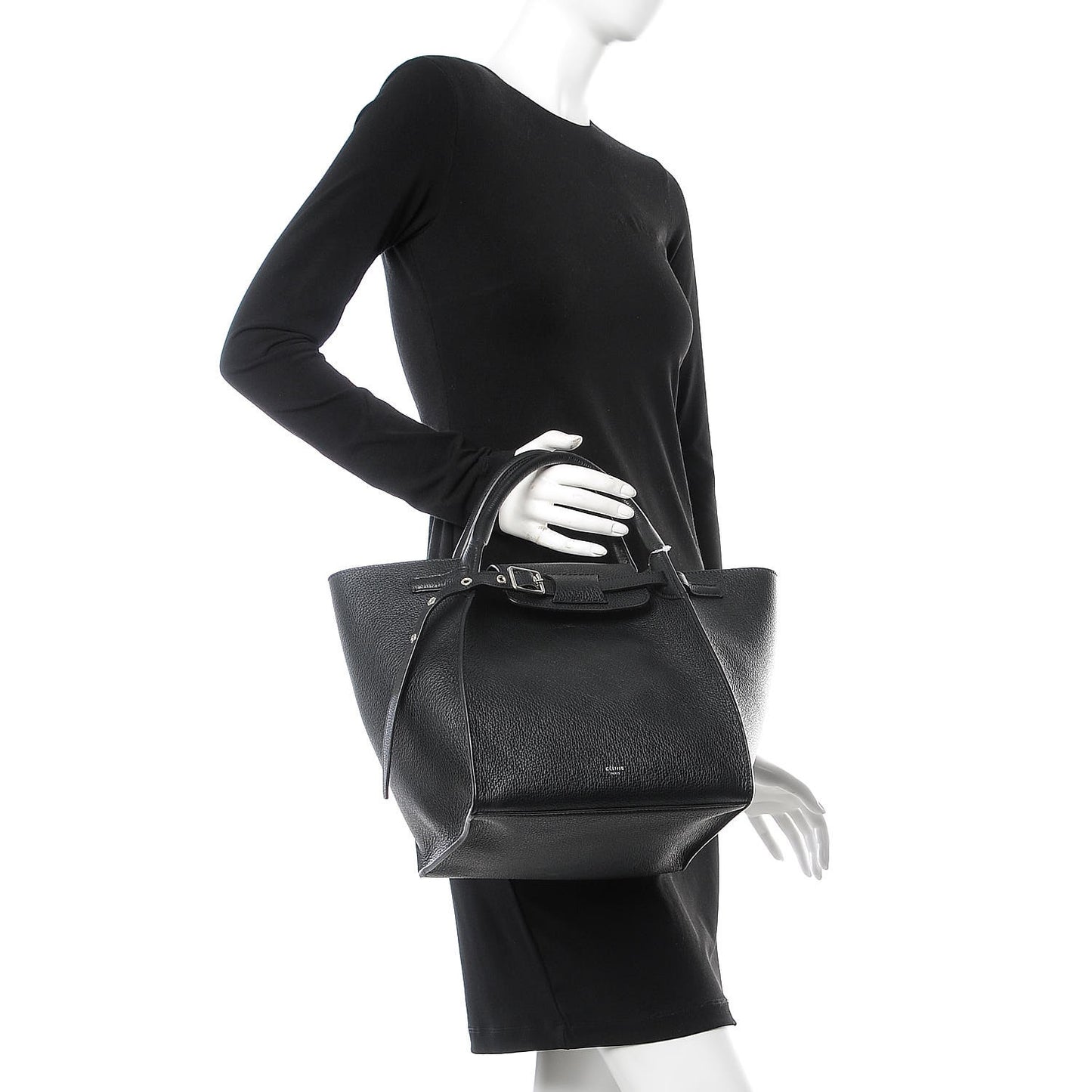 Supple Grained Calfskin Small Big Bag Black