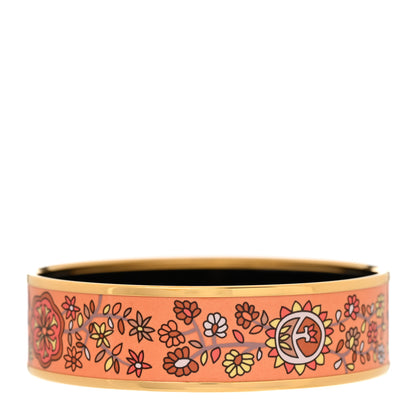 Hermes Enamel Printed Wide L'Arbre De Vie Bracelet Orange 3 of 6
