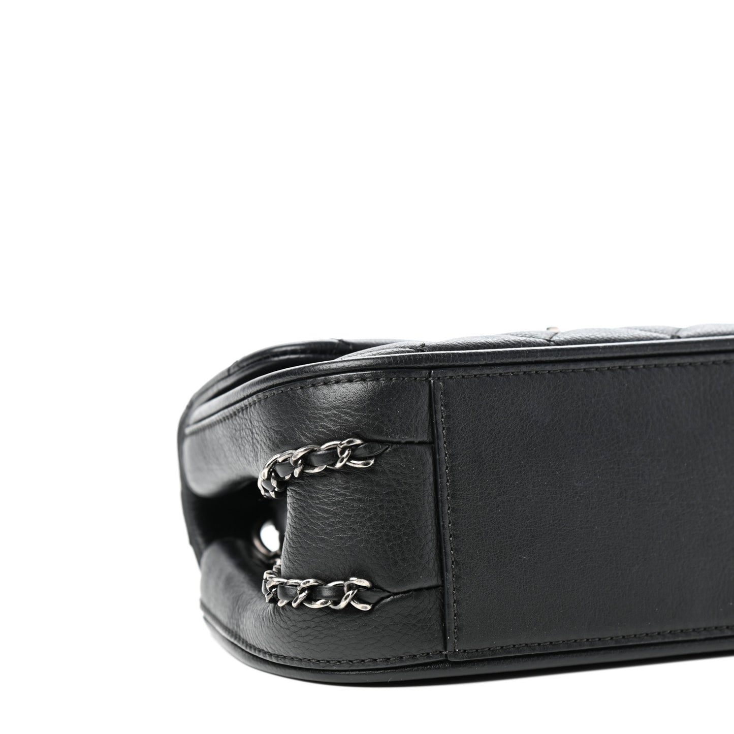 Calfskin Quilted Small Frame In Chain Flap Black