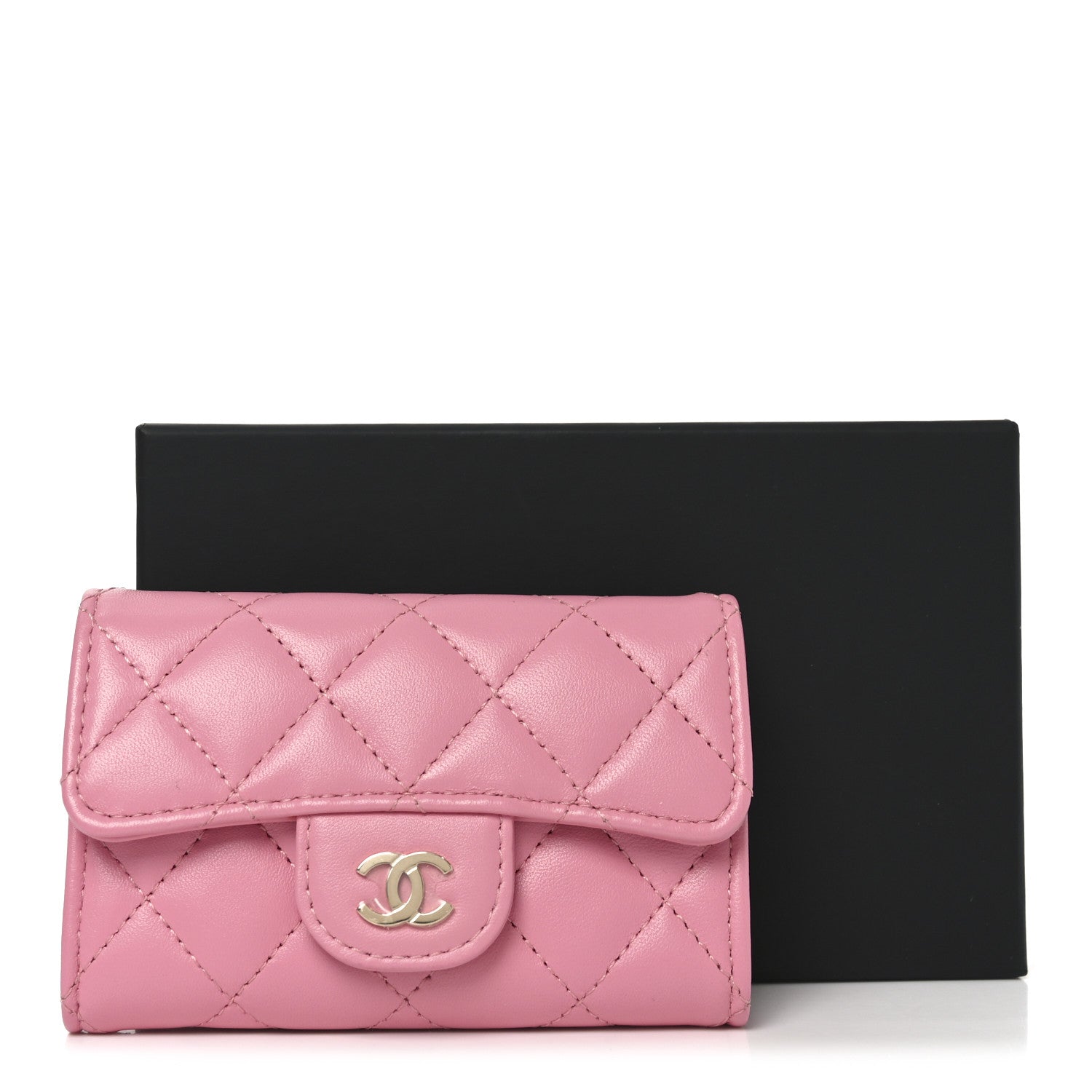 Chanel Lambskin Quilted Flap Card Holder Wallet Pink 9 of 9
