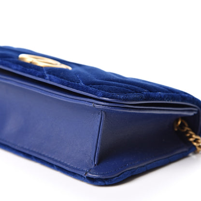 Gucci Velvet Matelasse GG Marmont Mini Bag Cobalt Blue 7 of 8