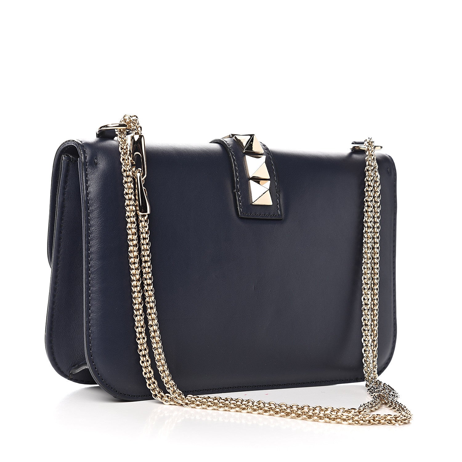 Valentino Garavani Vitello Medium Glam Lock Rockstud Flap Marine 2 of 10