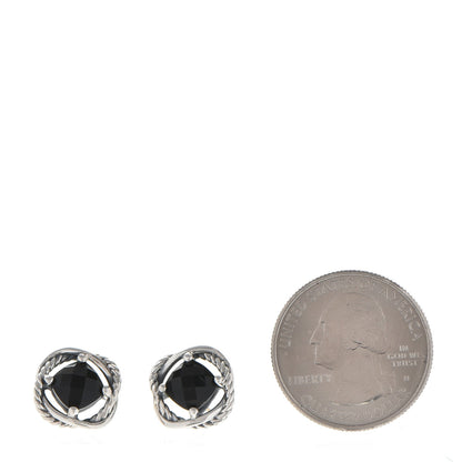 David Yurman Sterling Silver Black Onyx 7mm Infinity Earrings 2 of 7